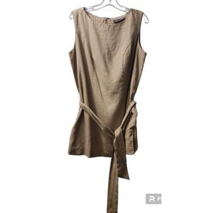 Jessica‎ London Sleeveless Blouse Sheath Career Casual Belted Tan 14W